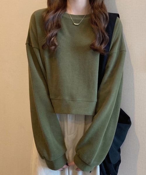 SallyLunn(サリーラン)の「シンプルスウェットトップス(スウェット・レディース・カーキ/ホワイト/ブラウン/グレー/ネイビー・FREE)」の10枚目の写真