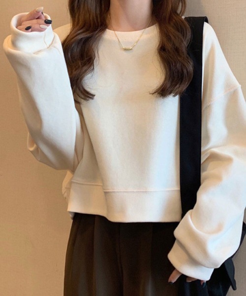 SallyLunn(サリーラン)の「シンプルスウェットトップス(スウェット・レディース・カーキ/ホワイト/ブラウン/グレー/ネイビー・FREE)」の12枚目の写真