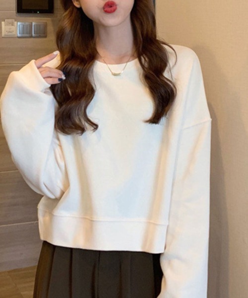 SallyLunn(サリーラン)の「シンプルスウェットトップス(スウェット・レディース・カーキ/ホワイト/ブラウン/グレー/ネイビー・FREE)」の13枚目の写真