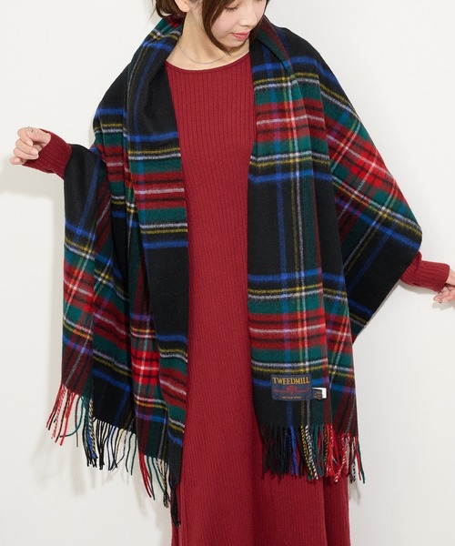 TWEED MILL(ツイードミル)の「【TWEED MILL】70cm×190cm Knee Rug 大判チェックストール(ストール/ショール・レディース・ブラック系その他2/イエロー系その他/ブラック系1/グレー系1/グレー系その他2・FREE)」の3枚目の写真