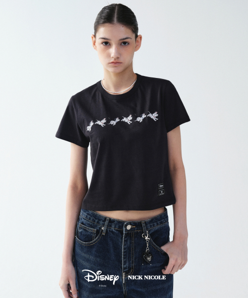 NICK&NICOLE(ニックアンドニコール)の「DISNEY BUTTERFLY 101 DALMATIAN CROP TOP_BLACK(Tシャツ/カットソー・レディース・その他・FREE)」の1枚目の写真