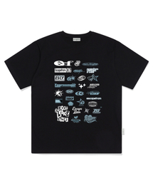 ロゴアセンブリプリントオーバーサイズ半袖Tシャツブラック