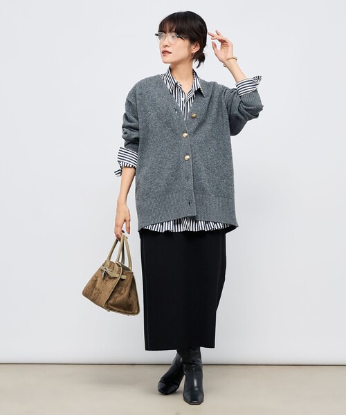 NOLLEY’S(ノーリーズ)の「【WEB限定アイテム】2WAY長めVネックカーディガン(カーディガン/ボレロ・レディース・ベビーピンク/ライトブルー/ブラック/チャコールグレー・FREE)」の7枚目の写真