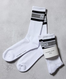 NUMBER (N)INE | 100% FINE COTTON N(N) BOX LOGO 2 PACK RIB LINE SOCKS / ファイン コットン100% ワンポイント N(N)ボックスロゴ 2パック リブ ライン ソックス(ソックス/靴下)