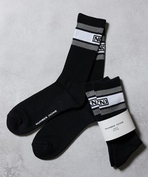 NUMBER (N)INE（ナンバーナイン）の「100% FINE COTTON N(N) BOX LOGO 2 PACK RIB LINE SOCKS / ファイン コットン100% ワンポイント N(N)ボックスロゴ 2パック リブ ライン ソックス（ソックス/靴下・メンズ）」