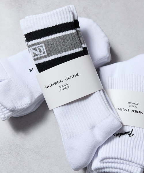 100% FINE COTTON N(N) BOX LOGO 2 PACK RIB LINE SOCKS / ファイン