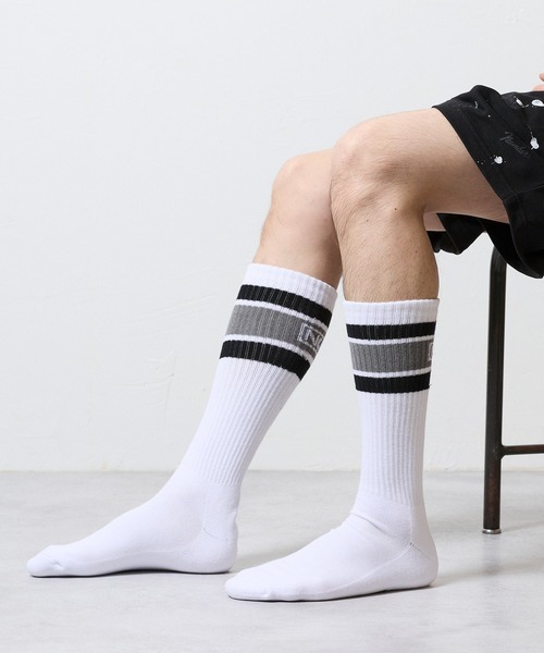 NUMBER (N)INE(ナンバーナイン)の「100% FINE COTTON N(N) BOX LOGO 2-PACK RIB LINE SOCKS / ファイン コットン100% ワンポイント N(N)ボックスロゴ 2パック リブ ライン ソックス(ソックス/靴下・メンズ・ホワイト/ブラック・25~27cm)」の12枚目の写真