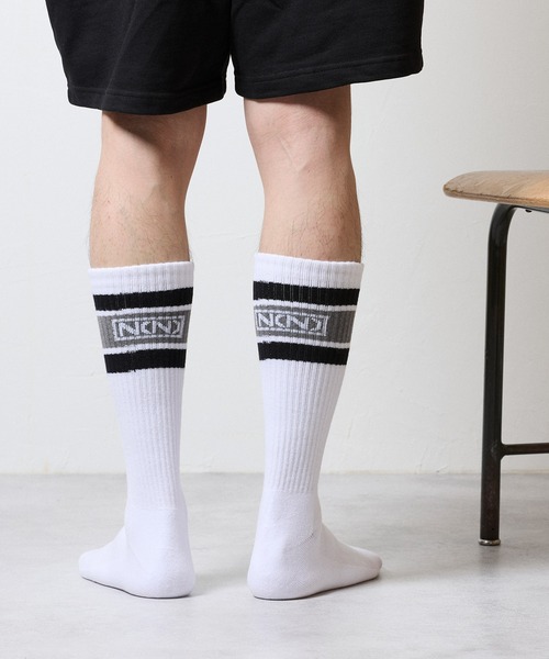 NUMBER (N)INE(ナンバーナイン)の「100% FINE COTTON N(N) BOX LOGO 2-PACK RIB LINE SOCKS / ファイン コットン100% ワンポイント N(N)ボックスロゴ 2パック リブ ライン ソックス(ソックス/靴下・メンズ・ホワイト/ブラック・25~27cm)」の13枚目の写真