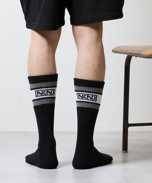 NUMBER (N)INE(ナンバーナイン)の「100% FINE COTTON N(N) BOX LOGO 2-PACK RIB LINE SOCKS / ファイン コットン100% ワンポイント N(N)ボックスロゴ 2パック リブ ライン ソックス(ソックス/靴下・メンズ・ホワイト/ブラック・25~27cm)」の15枚目の写真