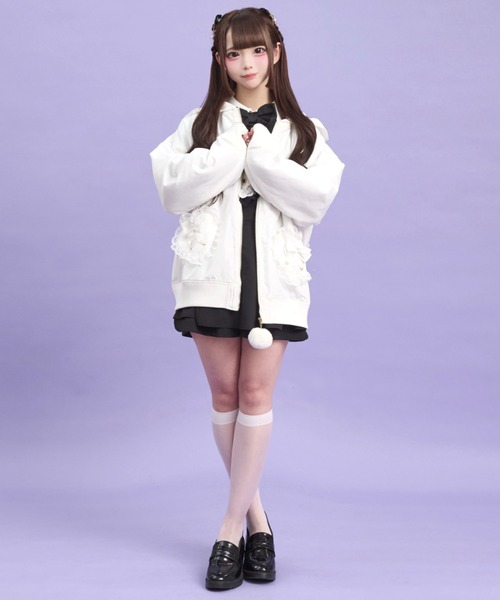 Secret Honey（シークレットハニー）の「うさ耳ハートポケットブルゾン（ブルゾン・レディース・オフホワイト/ブラック・MEDIUM）」の3枚目の写真