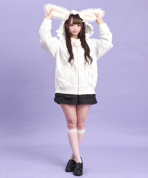 Secret Honey（シークレットハニー）の「うさ耳ハートポケットブルゾン（ブルゾン・レディース・オフホワイト/ブラック・MEDIUM）」の5枚目の写真