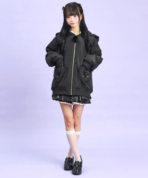 Secret Honey（シークレットハニー）の「うさ耳ハートポケットブルゾン（ブルゾン・レディース・オフホワイト/ブラック・MEDIUM）」の7枚目の写真