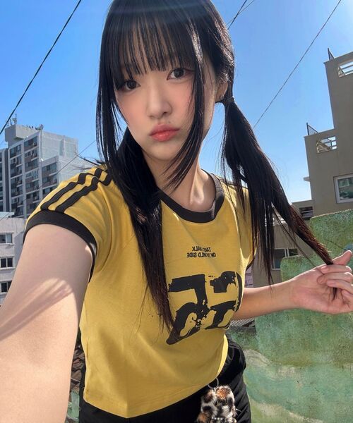 LMR(エルエムアール)の「ナンバー レタリング クロップ リンガー Tシャツ マスタード(Tシャツ/カットソー・レディース・マスタード・FREE)」の3枚目の写真