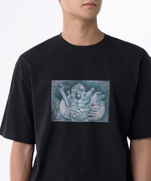 MUSINSA STANDARD（ムシンサスタンダード）の「ガンモク_シブリングスTシャツ[ブラック]（Tシャツ/カットソー・メンズ・その他・LARGE/X-LARGE/XX-LARGE/MEDIUM）」の3枚目の写真