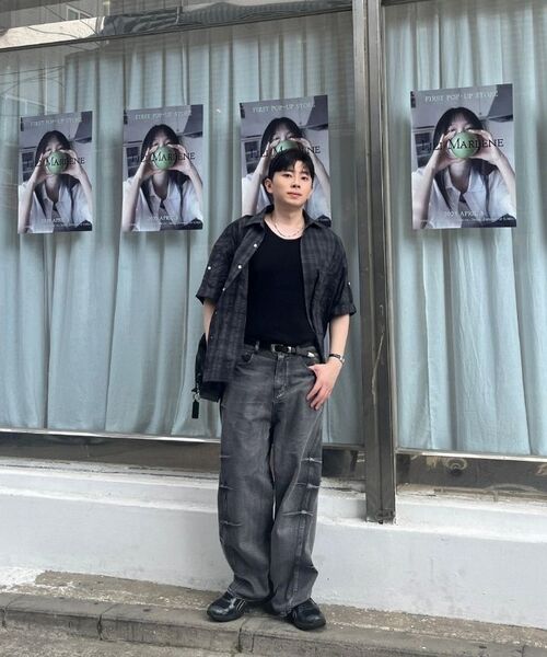 PARTIMENTO(パルティメント)の「リンクルチェックオーバーサイズロールアップハーフシャツダークネイビー(シャツ/ブラウス・レディース・その他・X-LARGE/MEDIUM/LARGE)」の6枚目の写真