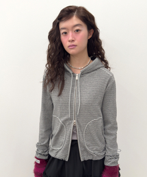 TYPESERVICE（タイプサービス）の「Striped Pocket Zip Hoodie [Gray]（パーカー）」