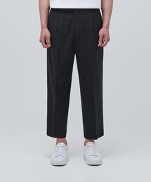 軽量ルーズテーパード隠しバンディングクロップドスラックス[ダークグレー]