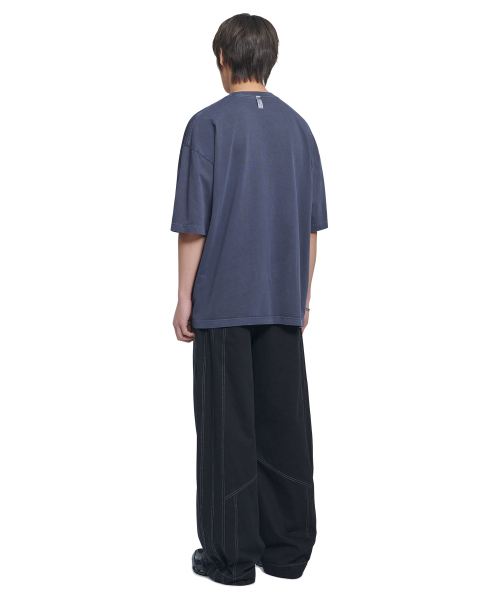 NOMANUAL(NOMANUAL)の「EMBROIDERED LOGO T-SHIRT - WASHED NAVY(Tシャツ/カットソー・レディース・その他・X-LARGE/SMALL/MEDIUM/LARGE)」の4枚目の写真