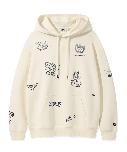 Wacky WiLLy(ワッキーウィリー)の「スプレイグラフィックフードスウェットクリーム(パーカー・レディース・その他・SMALL/MEDIUM/LARGE/X-LARGE)」の2枚目の写真