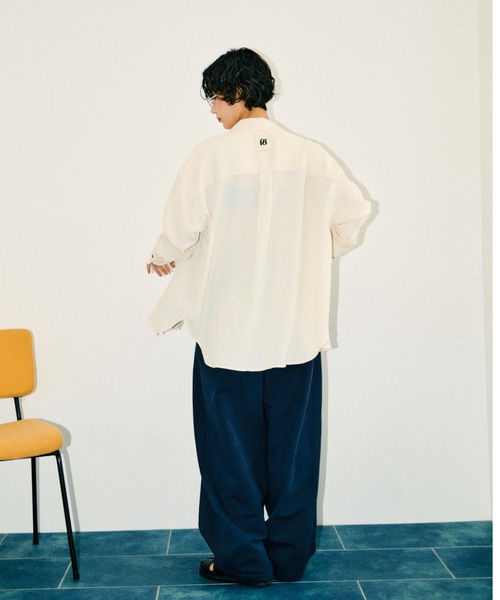 null.(ヌル)の「ビッグポケットシャツ(シャツ/ブラウス・レディース・ネイビー/アイボリー・F)」の14枚目の写真