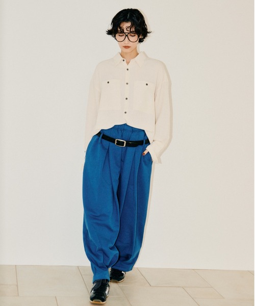 null.(ヌル)の「ビッグポケットシャツ(シャツ/ブラウス・レディース・ネイビー/アイボリー・F)」の19枚目の写真