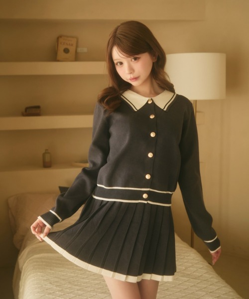 ライン入りポロカラーニットセットアップ（セットアップ）｜TITTY&CO