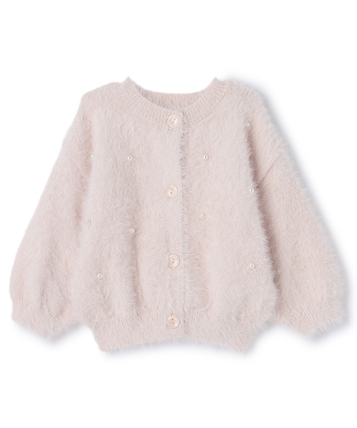 petit main（プティマイン）の「【リンク】シャギーニットカーディガン（カーディガン/ボレロ・キッズ・チャコール/アイボリー/ライトピンク・L(120-130cm)/S(80-90cm)/M(100-110cm)）」の3枚目の写真