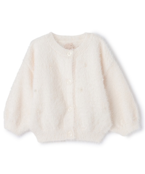 petit main（プティマイン）の「【リンク】シャギーニットカーディガン（カーディガン/ボレロ・キッズ・チャコール/アイボリー/ライトピンク・L(120-130cm)/S(80-90cm)/M(100-110cm)）」の8枚目の写真