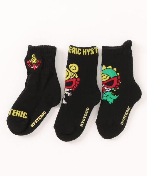 HYSTERIC MINI（ヒステリックミニ）の「BABY 3P ソックス（ソックス/靴下・キッズ・ブラック/マルチ/ホワイト・9/11/13）」の2枚目の写真