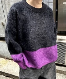 B.R.U | ブロッキングカラーシャギーニット(ニット/セーター)