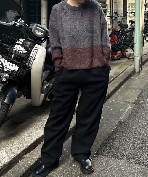 B.R.U（ブル）の「ブロッキングカラーシャギーニット（ニット/セーター・メンズ・チャコールグレー/ブラック/グレー・FREE）」の7枚目の写真