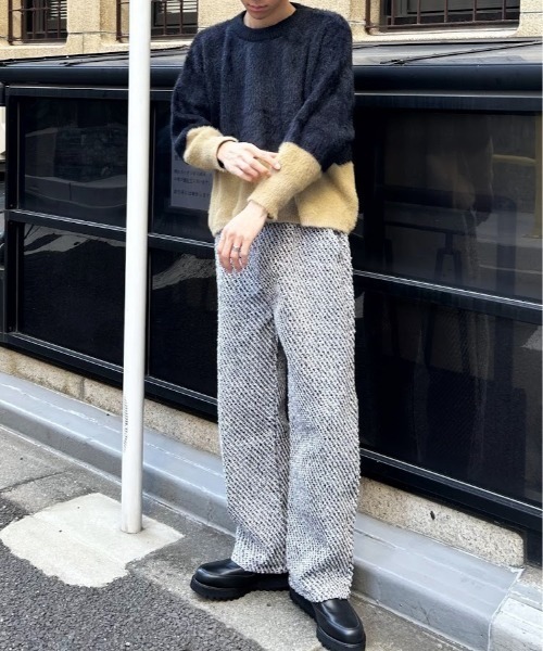 B.R.U（ブル）の「ブロッキングカラーシャギーニット（ニット/セーター・メンズ・チャコールグレー/ブラック/グレー・FREE）」の5枚目の写真