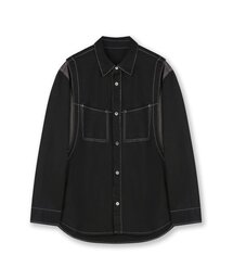 WASHED VARSITY DENIM SHIRTS BLACK