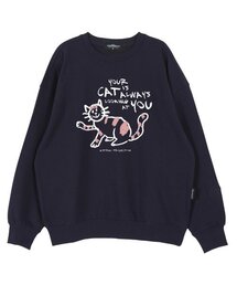 ドゥドゥルキャット オーバーサイズ ドロップショルダー スウェット_ネイビー