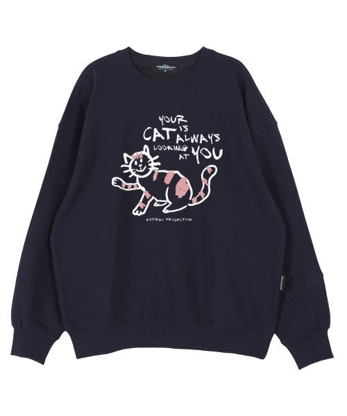 ASTRAL PROJECTION(アストラルプロジェクション)の「ドゥドゥルキャット オーバーサイズ ドロップショルダー スウェット_ネイビー(スウェット・メンズ・その他・LARGE/X-LARGE/XX-LARGE)」の1枚目の写真