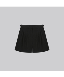 Double buckle cotton shorts_Black