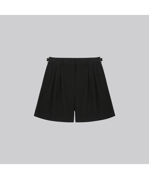 FRIVER07(フリバー07)の「Double buckle cotton shorts_Black(その他パンツ・レディース・ブラック・SMALL/MEDIUM)」の1枚目の写真