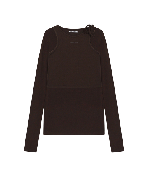 THREE TO EIGHTY(スリートゥエイティー)の「KNOTTED STRAP LAYERED TEE BROWN(Tシャツ/カットソー・レディース・その他・FREE)」の4枚目の写真