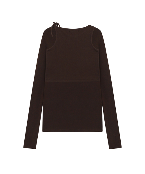 THREE TO EIGHTY(スリートゥエイティー)の「KNOTTED STRAP LAYERED TEE BROWN(Tシャツ/カットソー・レディース・その他・FREE)」の5枚目の写真