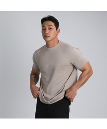 無地モーダルマッスルフィット半袖Tシャツ(ベージュ)
