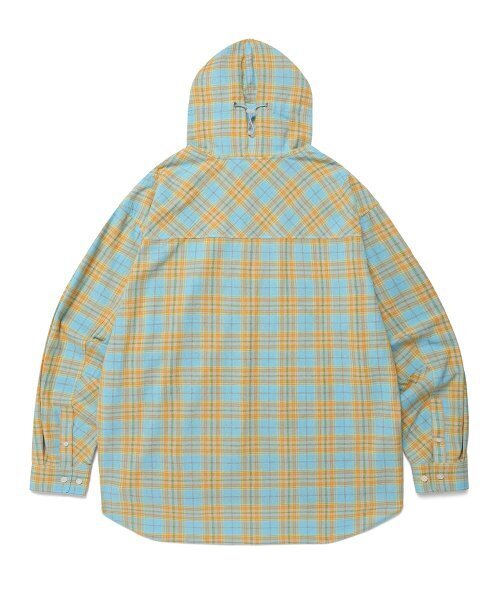Cavish(カビシ)の「CHECK SHIRT HOODIE BLUE(CV2ESUW320A)(シャツ/ブラウス・レディース・ブルー・MEDIUM/LARGE)」の2枚目の写真