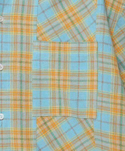 Cavish(カビシ)の「CHECK SHIRT HOODIE BLUE(CV2ESUW320A)(シャツ/ブラウス・レディース・ブルー・MEDIUM/LARGE)」の6枚目の写真