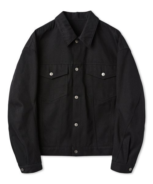 WMC（ダブリューエムシー）の「カーブドデニムトラッカージャケット_BLACK（デニムジャケット・メンズ・ブラック・LARGE/X-LARGE）」の2枚目の写真