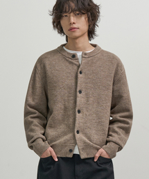 EXCONTAINER（エックスコンテナ）の「ミニマルボタンラウンドネッククロップカーディガン (オートミール)（カーディガン/ボレロ）」