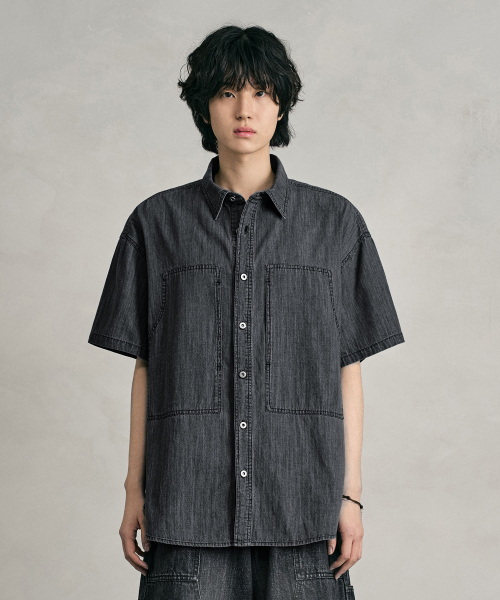 DECET(デケト)の「デニムカーペンターショートシャツ DCSH011ブラック(シャツ/ブラウス・メンズ・その他・SMALL/MEDIUM/LARGE)」の4枚目の写真