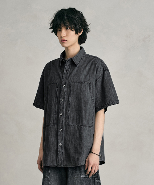 DECET(デケト)の「デニムカーペンターショートシャツ DCSH011ブラック(シャツ/ブラウス・メンズ・その他・SMALL/MEDIUM/LARGE)」の5枚目の写真
