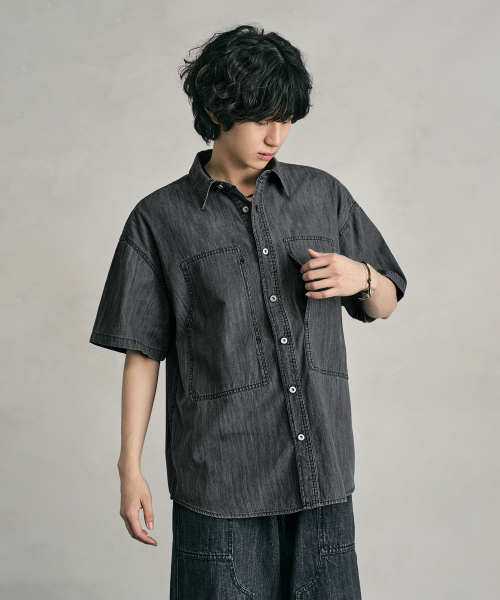 DECET(デケト)の「デニムカーペンターショートシャツ DCSH011ブラック(シャツ/ブラウス・メンズ・その他・SMALL/MEDIUM/LARGE)」の7枚目の写真