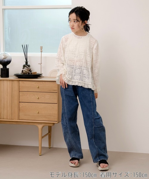 MAKE YOUR DAY（メイクユアデイ）の「ママとおそろいレースブラウス■150.160cm（シャツ/ブラウス・キッズ・ブラック/アイボリー・150/160）」の8枚目の写真