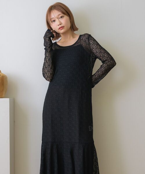 RETRO GIRL(レトロガール)の「レースレイヤードロングOP(ワンピース・レディース・ブラック/ナチュラル・FREE)」の10枚目の写真