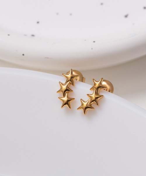 TONE SELECT GOODS(トーンセレクトグッズ)の「【Peony/ピオニー】/ステンレス ミニマム3starピアス(ピアス(両耳用)・レディース・シルバー/ゴールド・FREE)」の4枚目の写真
